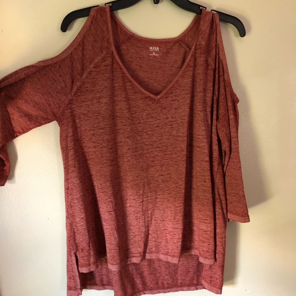 Rusty Color No Shoulder Long Sleeve Shirt